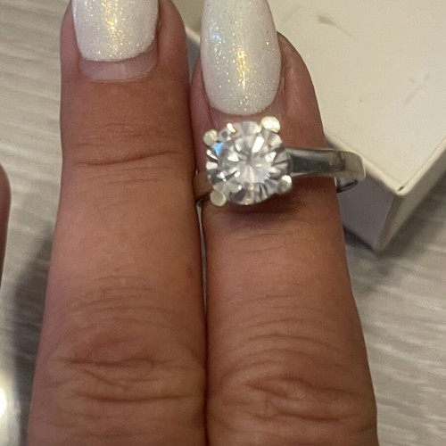 Gold 585 solitaire ring with semi-precious stone, used, size 58