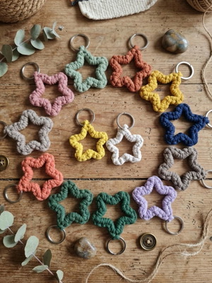 Macrame star-shaped keychains handmade, new