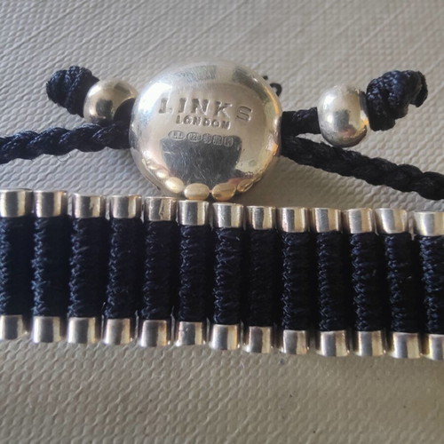 Links of London Sterling Silver S925 Black Corded Friendship Bracelet