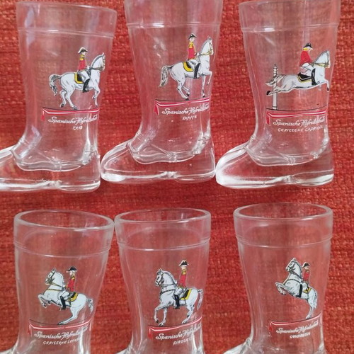 Set of 6 boot-shaped shot glasses Spanish Riding School like new