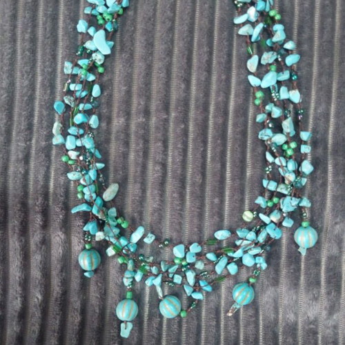 Vintage Boho multilayer necklace with turquoise stones like new