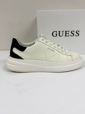 Guess Elba men's sneakers used, natural leather, size 42, white and black