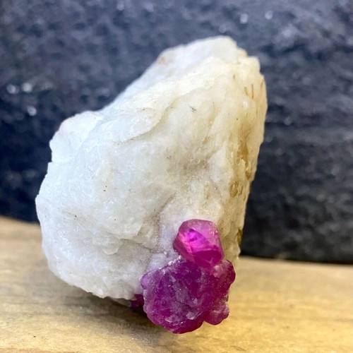 Natural rare raw ruby specimen in feldspar with mica new