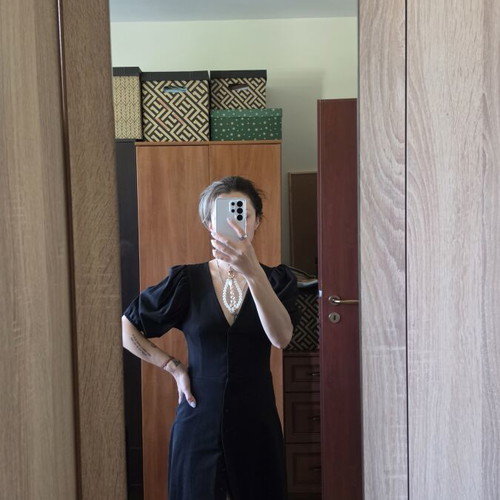 Set of 4 dresses, black leather, black long with tulle, black puff sleeve, cream