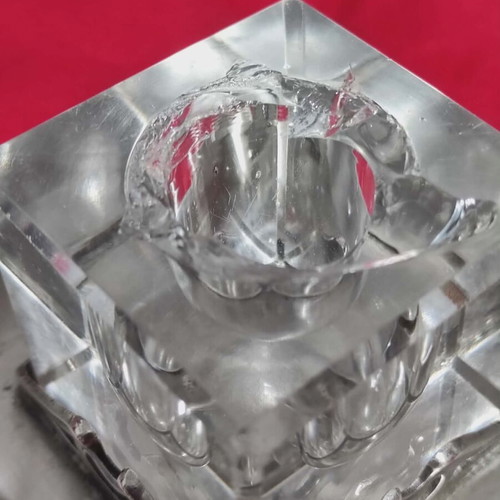 Crystal Inkwell Used With Silver Base
