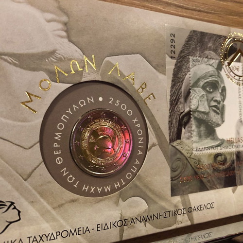 Commemorative folder with 2€ coin and stamps 2500 years Battle of Thermopylae 2020 new