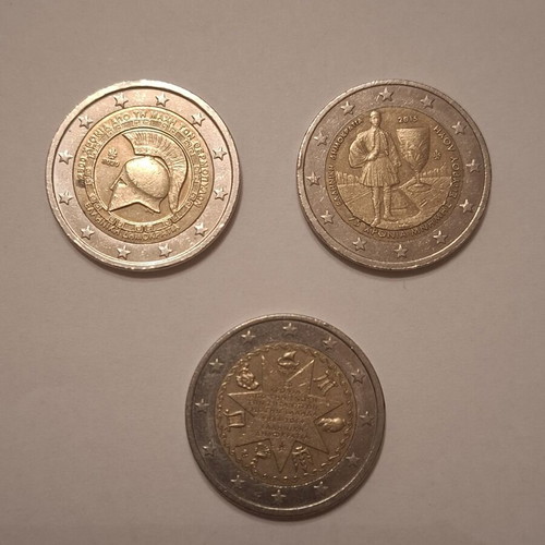 Greek commemorative 2 euro coins mint condition, set of three