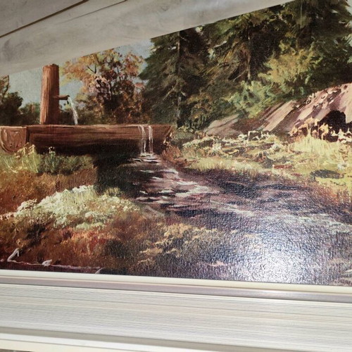 Signed canvas painting used, alpine landscape 80x60cm