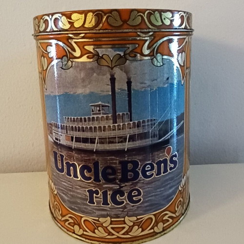 Uncle Ben's metal rice tin used