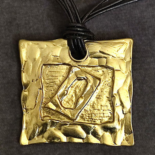 Statement Necklace Athens Protasis handmade with hammered brass motif