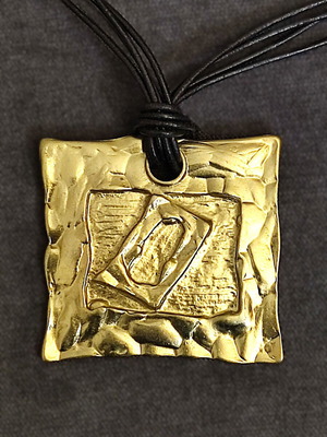 Statement Necklace Athens Protasis handmade with hammered brass motif