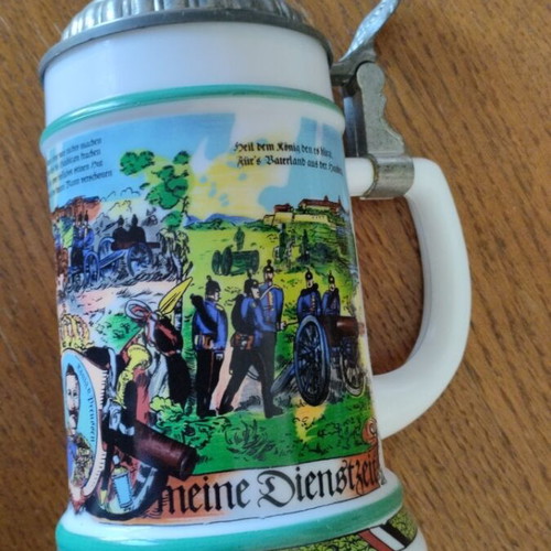 Porcelain Beer Stein with Brass Lid from Germany Zöller & Born new