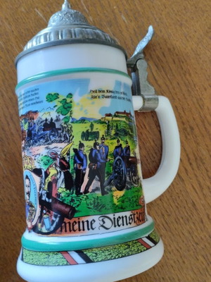 Porcelain Beer Stein with Brass Lid from Germany Zöller & Born new