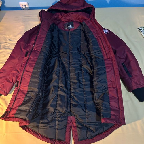 Bpc women's jacket burgundy with removable hood like new