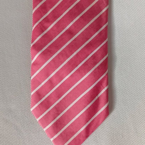 Striped cotton tie used Oxford Company white and red