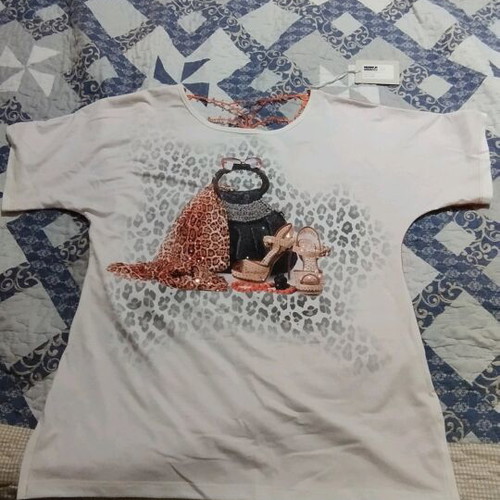 Women's blouse new with embroidered design, size M, white and orange