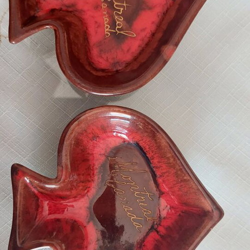 Decorative red clay items like new, Canada 1950s-60s