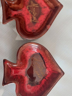 Decorative red clay items like new, Canada 1950s-60s