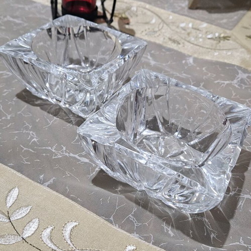 Crystal ashtrays set like new with classic cut design