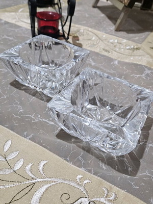 Crystal ashtrays set like new with classic cut design