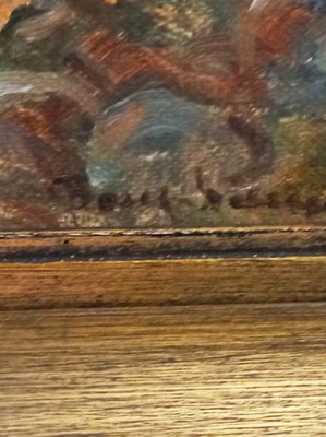 Ελαιογραφία Αντώνης Βουμβάκης σε καμβά με διπλή κορνίζα, σε άριστη κατάσταση