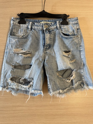 Miss Two distressed denim Bermuda shorts, size L/44