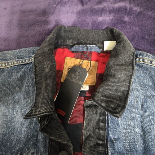 Levi's Premium Big E Type 2 Hybrid Trucker Jean Jacket Woodsman Denim size L