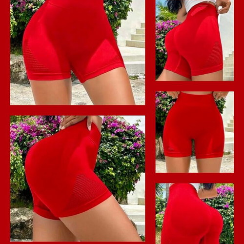 Women's red sportswear gym yoga shorts leggings size Large new