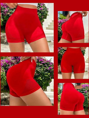 Women's red sportswear gym yoga shorts leggings size Large new