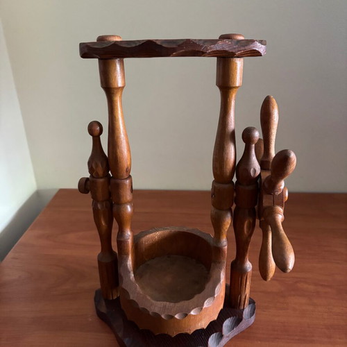 Wooden wine bottle holder vintage used