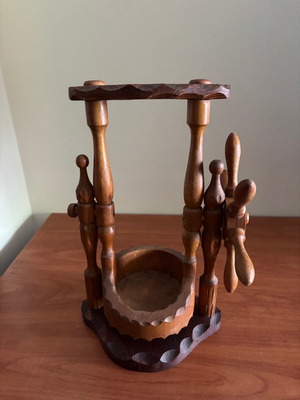 Wooden wine bottle holder vintage used