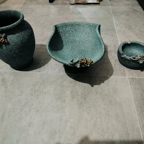 Set of vase, ashtray and fruit bowl ceramic like new