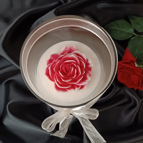 Decorative Rose Scented Candle in Glass Jar made to order