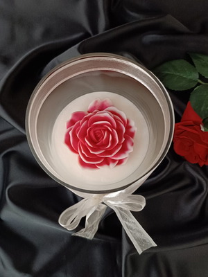 Decorative Rose Scented Candle in Glass Jar made to order