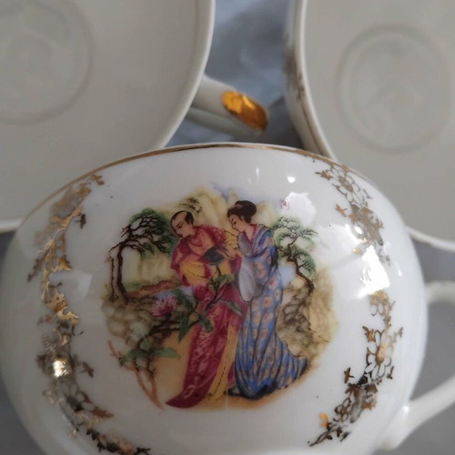Japanese porcelain tea set with lithophane, new