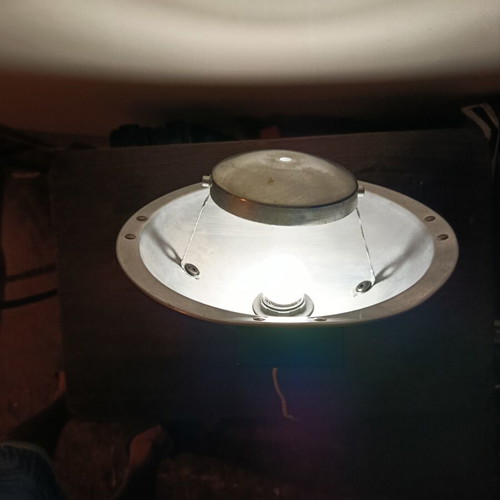 Handmade table lamp with adjustable aluminum spotlight
