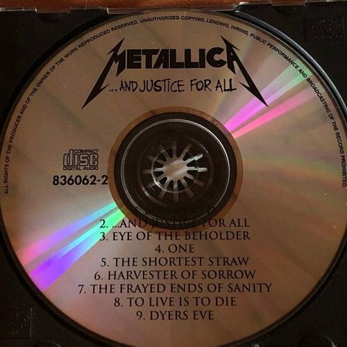 Metallica ...And Justice For All CD used, Singapore Edition 1988