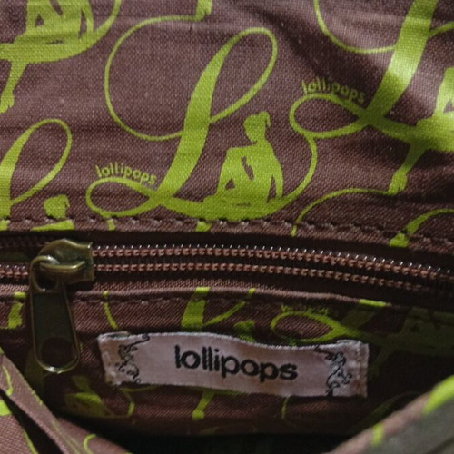 Lollipops Shoulder Bag Vintage New, Suede Brown Snakeskin Print