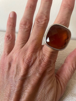 Statement ring silver with large citrine like new