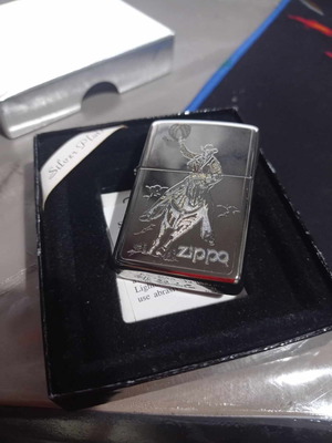 Zippo silver plate engraved "cowboy" lighter new