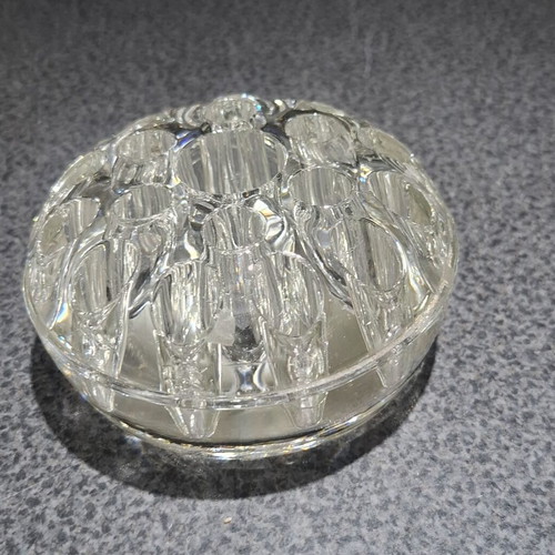 Crystal Flower Frog with 19 Holes like new, vintage pressed glass