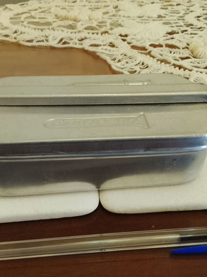 Vintage metal sterilization box for medical syringes Carlo Erba used