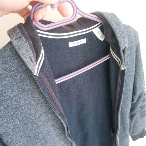 Okaidi kids unisex hoodie cardigan used, gray, size 140 cm