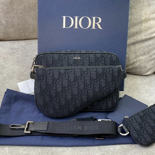 Dior Messenger Bag new, black, detachable wallet on strap