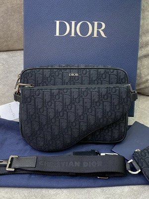 Dior Messenger Bag new, black, detachable wallet on strap