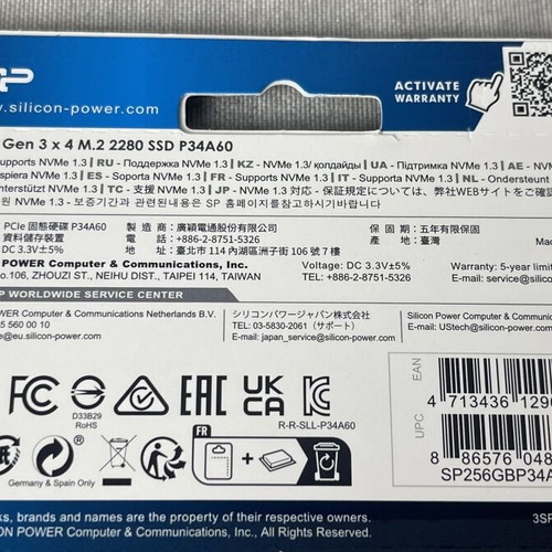 Silicon Power P34A60 256GB NVMe SSD M.2 2280 PCIe Gen 3 x4 new