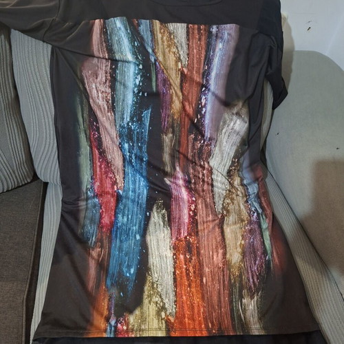 Mam dress like new with black top and colorful abstract print
