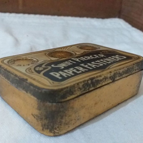 Brass double fasteners used, pack of 175, in metal box