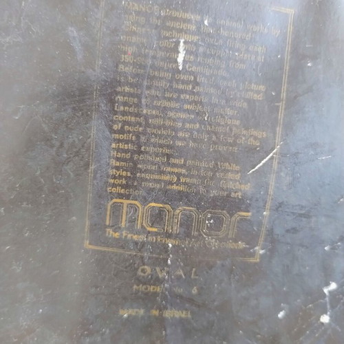 Vintage enamel on copper artwork used, handmade by Manor Enamel Art Works