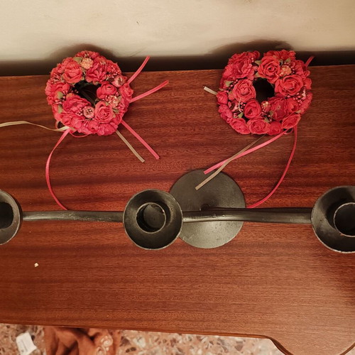 Fer Forgé Metal Candlestick Set like new with free mirror